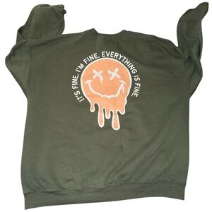 Sweetees Olive Sweatshirt with Dripping Orange Smiley